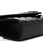 Grain De Poudre Textured Mixed Matelasse Triquilt Small Monogram Monochrome Satchel Black