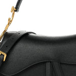 Grained Calfskin Saddle Bag With Strap Black