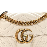 Calfskin Matelasse Mini GG Marmont Shoulder Bag White
