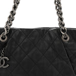 Calfskin Quilted Large Coco Pleats Tote Black