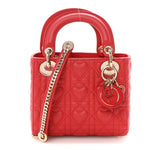 Calfskin Cannage Dioramour Mini Lady Dior Bag Bright Red