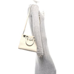 Grainy Calfskin Small Zumi Top Handle Bag Mystic White