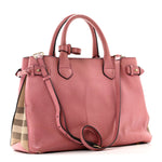 Derby Calfskin House Check Medium Banner Tote Mauve Pink