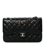 Caviar Quilted Jumbo Double Flap Black
