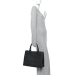 Calfskin Embossed Medium Book Tote Black