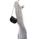 Lambskin Quilted Rocking Horse Shoulder Bag Black