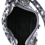 Metallic Agneau Arena Leopard Le Cagole Shoulder Bag XS Dark Grey
