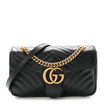 Calfskin Matelasse Small GG Marmont Shoulder Bag Black
