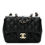 Lambskin Quilted Mini Square Flap Black