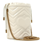 Calfskin Matelasse Mini GG Marmont 2.0 Bucket Bag White