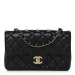 Lambskin Quilted Mini Rectangular Flap Black