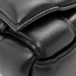 Lambskin Maxi Intreccio Padded Chain Cassette Crossbody Bag Black