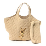 Nubuck Suede Quilted Maxi Icare Shopping Tote Safari Beige