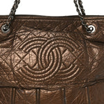 Metallic Aged Calfskin Large Shopping In Moscow Tote Bronze
