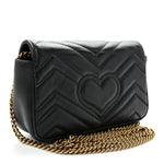 Calfskin Matelasse Super Mini GG Marmont Shoulder Bag Black