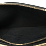 Goatskin Enamel Quilted Small Clutch With Chain Black