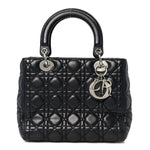 Lambskin Cannage Medium Lady Dior Navy Blue
