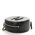 Caviar Quilted Small Round Vanity With Chain Black