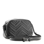 Calfskin Matelasse Monochrome Small GG Marmont Chain Shoulder Bag Black