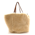 Metallic Lambskin Shearling Medium Phantom Cabas Reversible Tote Natural Silver