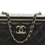 Lambskin Quilted Small CC Vanity Case Black