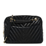 Lambskin Chevron Quilted Camera Case Navy