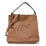 Pebbled Calfskin Large Soho Hobo Camelia