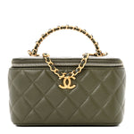 Lambskin Quilted Pick Me Up Vanity Case Khaki