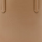 Calfskin TB Motif Embossed Medium Tote Camel