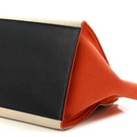 Smooth Calfskin Linen Small Tri-Color Trapeze Orange