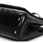 Snakeskin Glazed Calfskin Quilted Urban Mix Tote Black