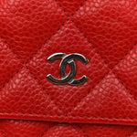 Caviar Quilted Wallet on Chain WOC Red