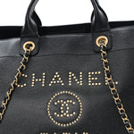 Caviar Medium Studded Deauville Tote Black