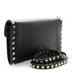 Pebbled Calfskin Rockstud Flip Lock Shoulder Bag Black