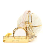 Swarovski Crystal Disco Ball Minaudiere Clutch White Gold