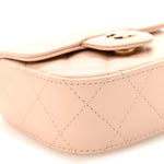 Caviar Quilted Mini Clutch With Chain Light Beige