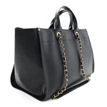Caviar Medium Studded Deauville Tote Black