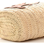 Raffia Calfskin Triomphe Teen Panier Tan