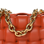 Lambskin Maxi Intreccio Padded Chain Cassette Crossbody Bag Clay
