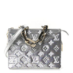 Satin Sequin Embroidered Monogram Coussin BB Silver