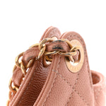 Caviar Quilted Small Wavy CC Hobo Coral