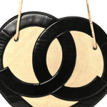 Patent Terry Cloth CC Heart Shoulder Bag Black