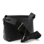 Coated Canvas Calfskin Vintage Check Medium Note Crossbody Bag Black