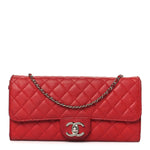 Lambskin Quilted Chain Clutch Flap Red