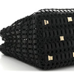 Raffia Calfskin The Studio Box Tote Black
