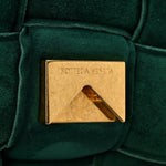 Suede Maxi Intrecciato Padded Chain Cassette Crossbody Bag Emerald Green