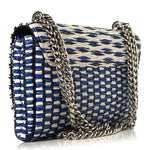 Calfskin Epi Smock Louise MM Chain Clutch Blue White Black
