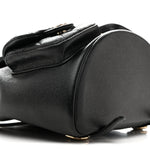 Shiny Caviar Quilted Medium Duma Pockets Drawstring Backpack Black