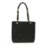 Caviar Quilted Petit Shopping Tote PST Black