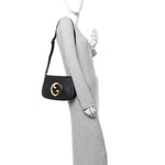 Roxy Calfskin Blondie Chain Shoulder Flap Bag Black